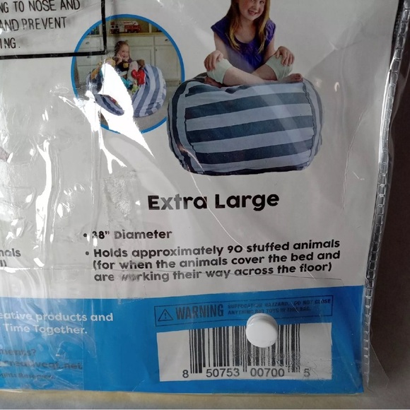 Sruff 'n sit The Stuffable Store Bean Bag Creative QT Extra Large Gray White - Picture 6 of 7